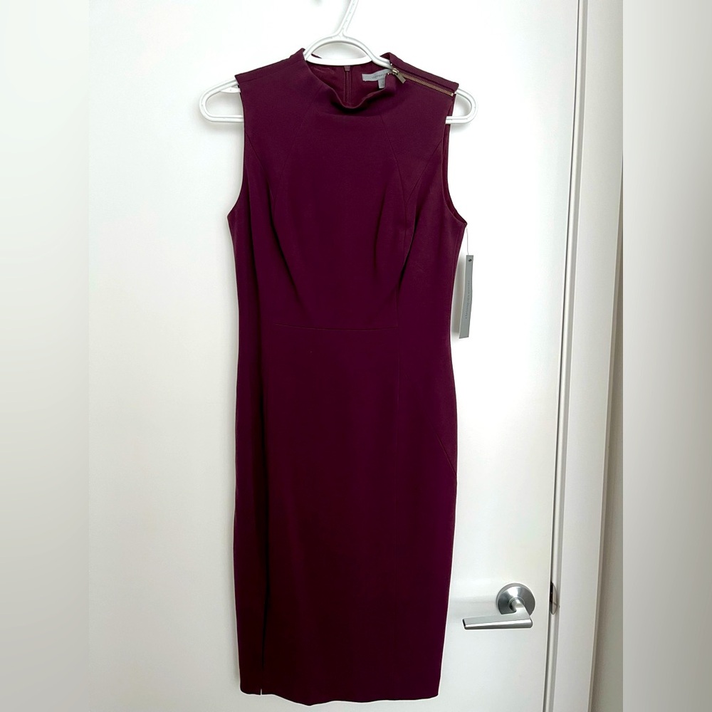 Classiques Entier Burgundy Sleeveless Sheath Dress, Size 4